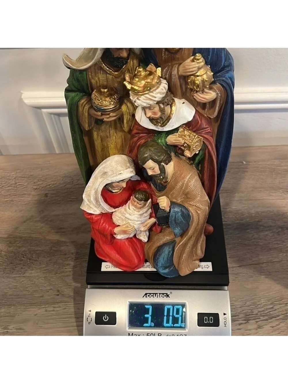 Nativity Holy Family with Wisemen Hand-Painted Polyresin Statue Christmas Decor